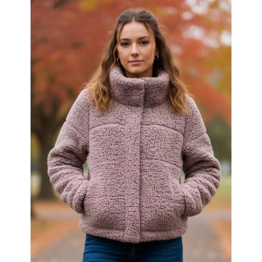 Say What Blush Pink Sherpa Zip Up Jacket